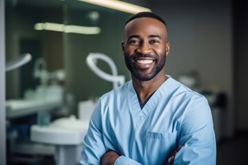 Black Male Dentist Occupation Employment Work Environment Backdrop Generative AI