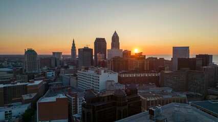 Cleveland, Ohio skyline at sunset