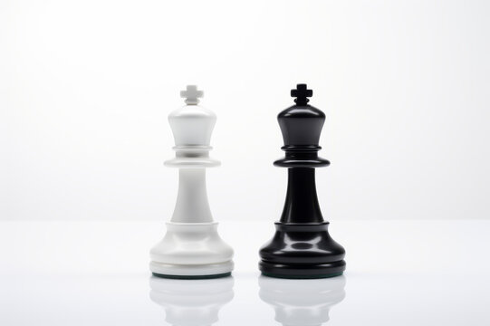 White and Black king chess figure isolated on the white background