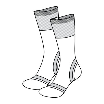 recommend clip art: A detailed representation showcasing the structure and design of socks, including the arrangement of stitches, ribbing patterns, heel and toe 