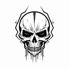 A skull logo on white background