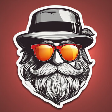 Cool hipster Santa Claus with sunglasses sticker 