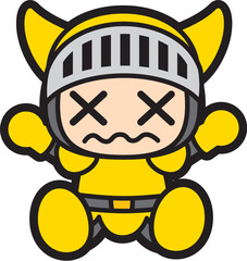 ゲーム風　戦士キャラクター　負け姿