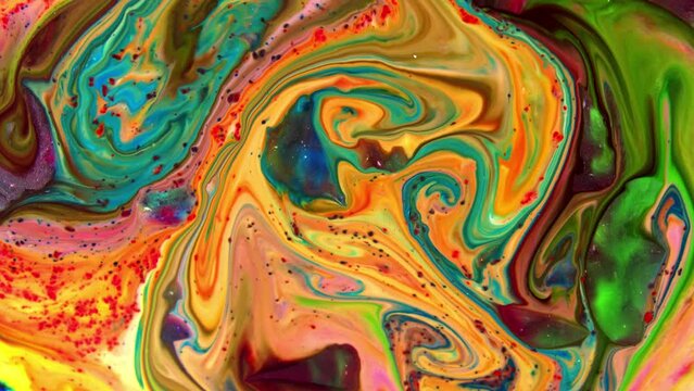 Abstract Real Liquid Paint Chemical Action Background Footage.