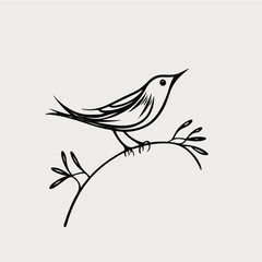 simple one line drawing of bird, vector logo