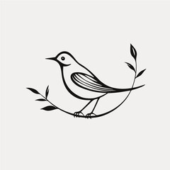 simple one line drawing of bird, vector logo