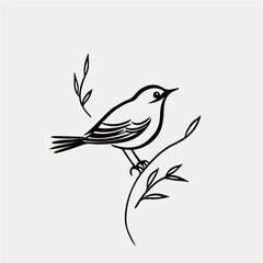 simple one line drawing of bird, vector logo
