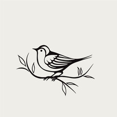 simple one line drawing of bird, vector logo