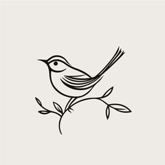 simple one line drawing of bird, vector logo