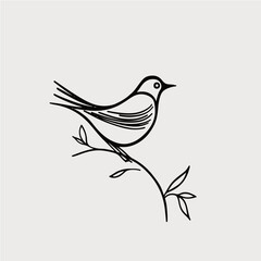 simple one line drawing of bird, vector logo