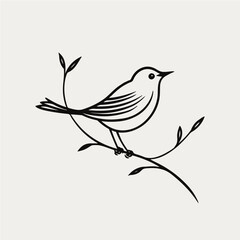 simple one line drawing of bird, vector logo