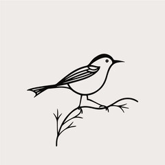 simple one line drawing of bird, vector logo