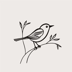 simple one line drawing of bird, vector logo