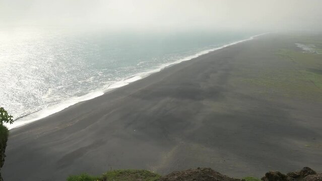 Dyrholaey beach Iceland with fog