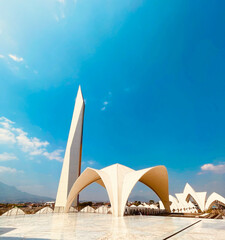 a landscape of building with blue sky
