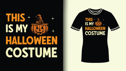 This Is My Halloween Costume Typography Quote For Tshirt Design With Bats And Pumpkin Vector