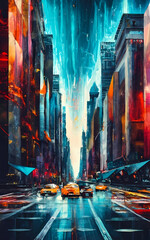 Fototapeta premium Modern and innovative illustration of a city, digital art, vibrant, stylish 