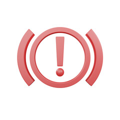 Brake Warning Light symbol of car or vehicle dashboard icon sign warning light for remind problem. 3d render.