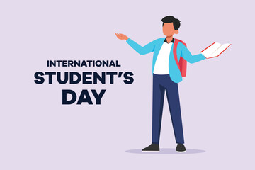 International student's day concept. Happy students. Colored flat vector illustration isolated.