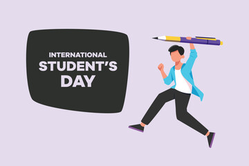 International student's day concept. Happy students. Colored flat vector illustration isolated.