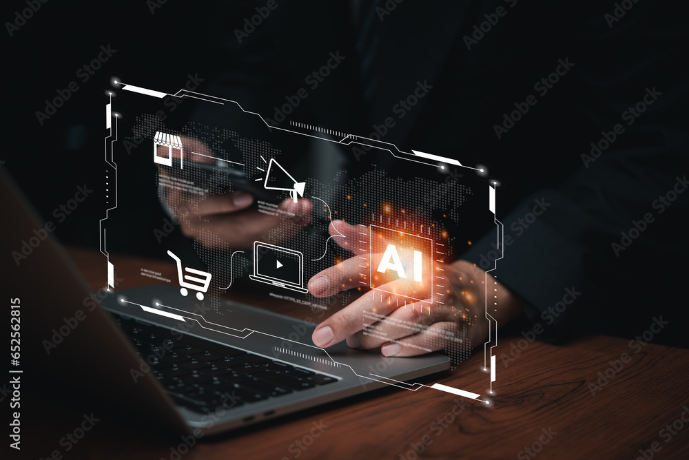 Poster digital ai artificial intelligence technology communication network. business iot internet of things