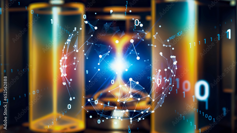 Poster digital transformation. supercomputer. quantum computer.