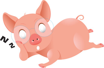 Cute Pig Animal Cartoon Vector
