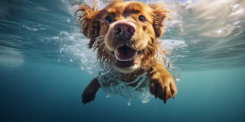 Fotobehang photo illustration of a dog swimming © carlesroom