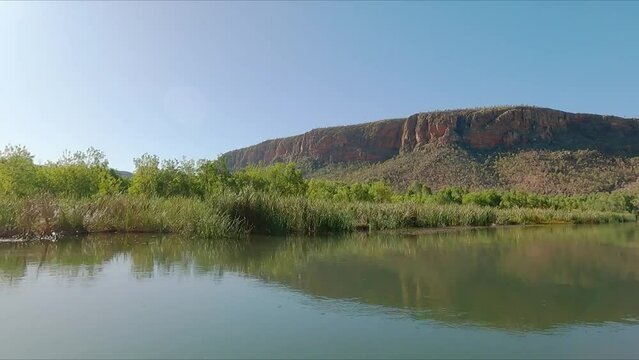 Traveling at speed along Ord River in Kununurra