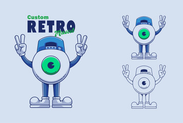Eye Ball Vintage Logo Cartoon Retro Mascot Design Vector Illustration