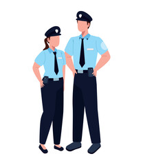 polices standing front view