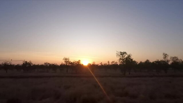 Driving south during sunset along Western Australian highway