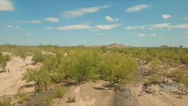 Driving over a dry river bed heading north along Western Australian highway