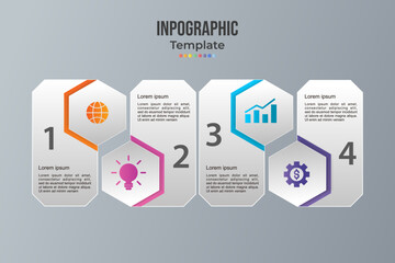 Template of Infographic with 4 parts or processes. Vector info graphic of technology or education process with four steps