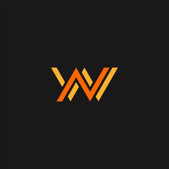 NW or WN monogram logo with orange color