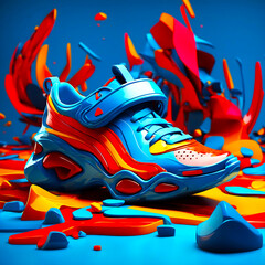 3d sports shoe design illustration  cartoon style concept generated by ai