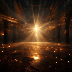Heavenly Rays of Light Within an Old Building Backdrop