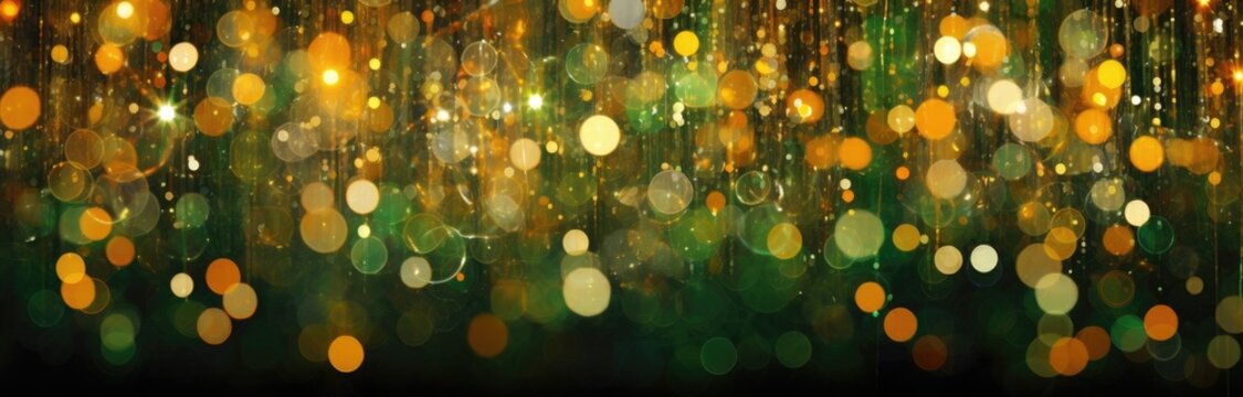 A vibrant and illuminated background filled with green and yellow lights
