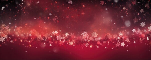 A red and black background with snowflakes - obrazy, fototapety, plakaty