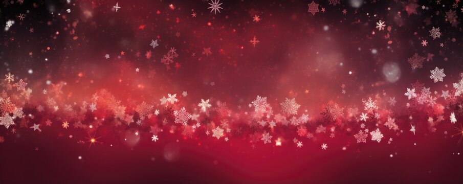 A red and black background with snowflakes