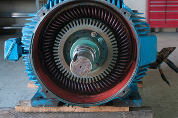 480 volts 250 horse power industrial motor for cooling tower fans, disassembly with view of the...