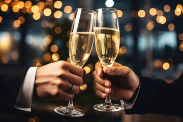 People toasting with glasses of champagne