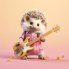 A Super Cute Adorkable Fluffy Baby Hedgehog Riding Kids Scooter Generative Ai Digital Illustration - obrazy, fototapety, plakaty