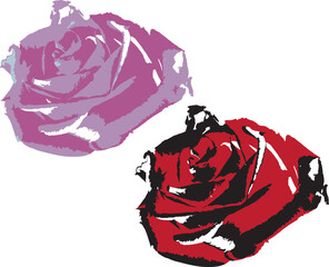 2 Roses Vector illustration