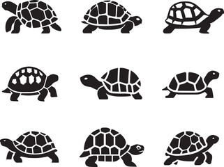 Tortoise vector silhouette illustration black color