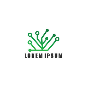 Inspiration logo tree abstract with tech style. Premium vector