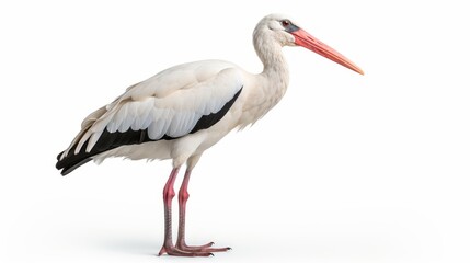 Stork Beauty: Enchanting Bird on a Pure White Background