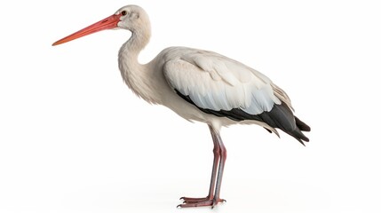 Elegant Stork: Beautiful Bird on a White Background