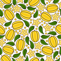 Star fruit seamless pattern background illustration