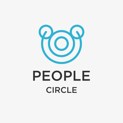 People circle logo line style icon design template